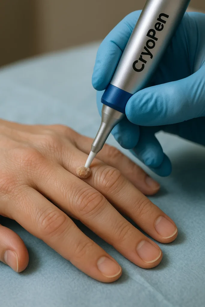 example of cryopen wart removal St Ives treatment on a persons finger