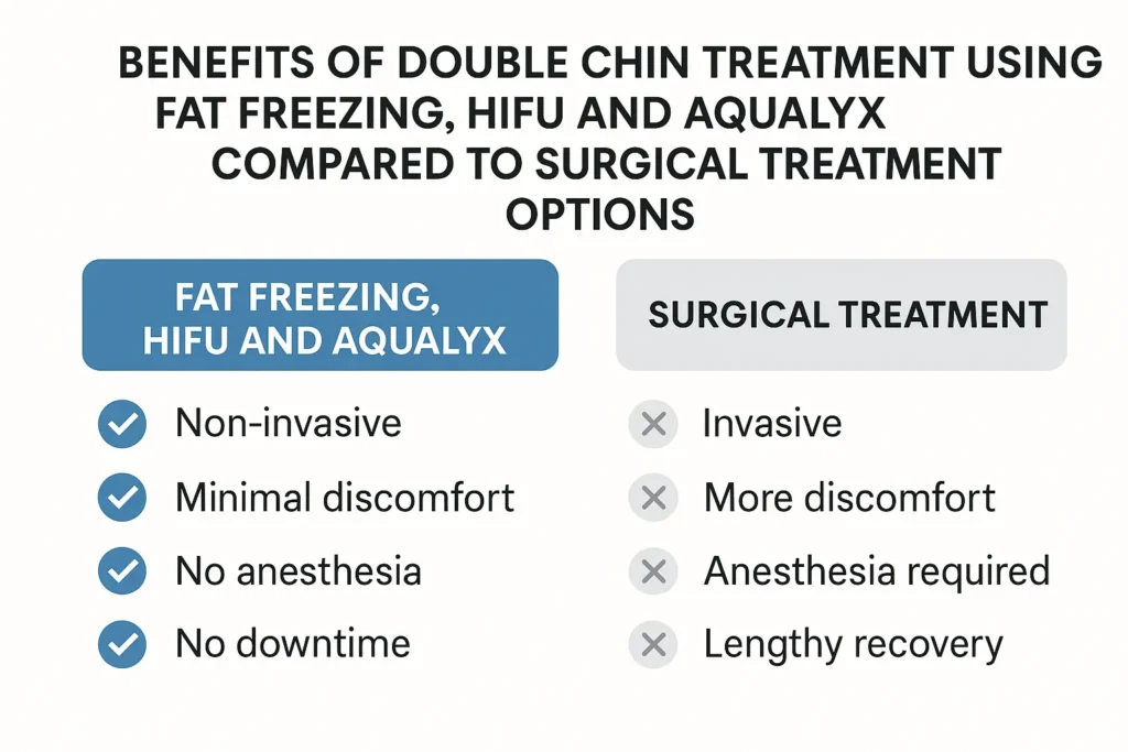 Graphic about the benefits of double chin treatment St Ives - from LA LIPO