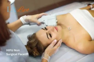 Woman having Hi-Fu to reduce wrinkles St Ives.
