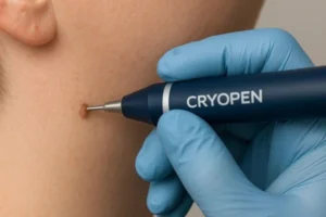 Person receiving skin tag removal St Ives
